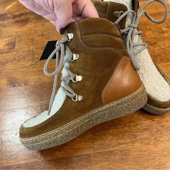 New Aquatalia Taelyn Suede Shearling Bootie Walnut Caramel size 5.5 - Picture 10 of 10